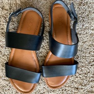 Black Two Strap Sandals